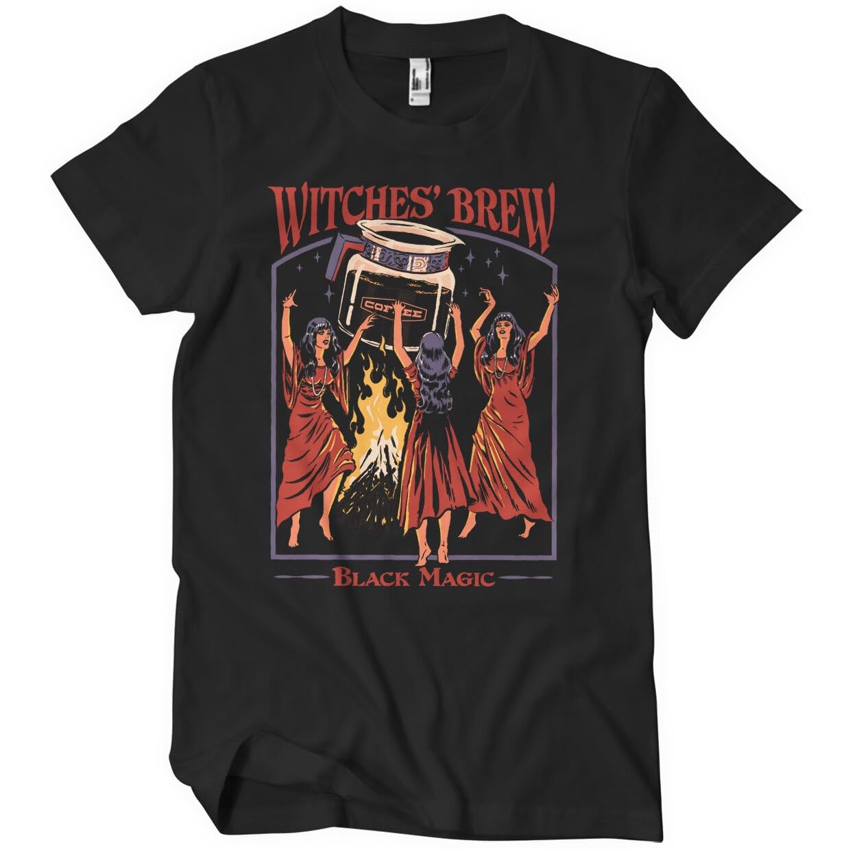 Steven Rhodes Men's Black Officially Licensed Witches Brew Magic T-Shirt (Black), Medium