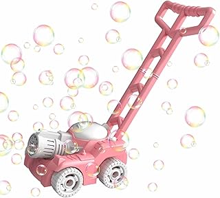 Bubble Machine for Kids, Fun Bubbles Blowing Push Toys with Music, Bubble Blowing Lawn Mower Push Toy for Preschool Kids Boys Girls, Garden, Backyard, Park, Green Synyey