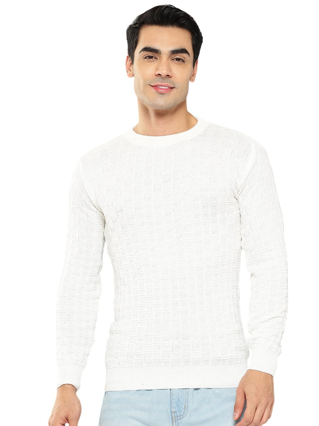 aarika Mens Winter Wear White Colour Solid Woolen Sweater-picture-45