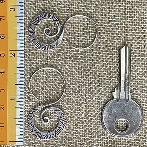Sterling Silver Boho Hippie Spiral Earrings, Handmade Tribal Ethnic with Geometric Pattern 1 1/2 inches long Swirl Earrings, Gift for her3