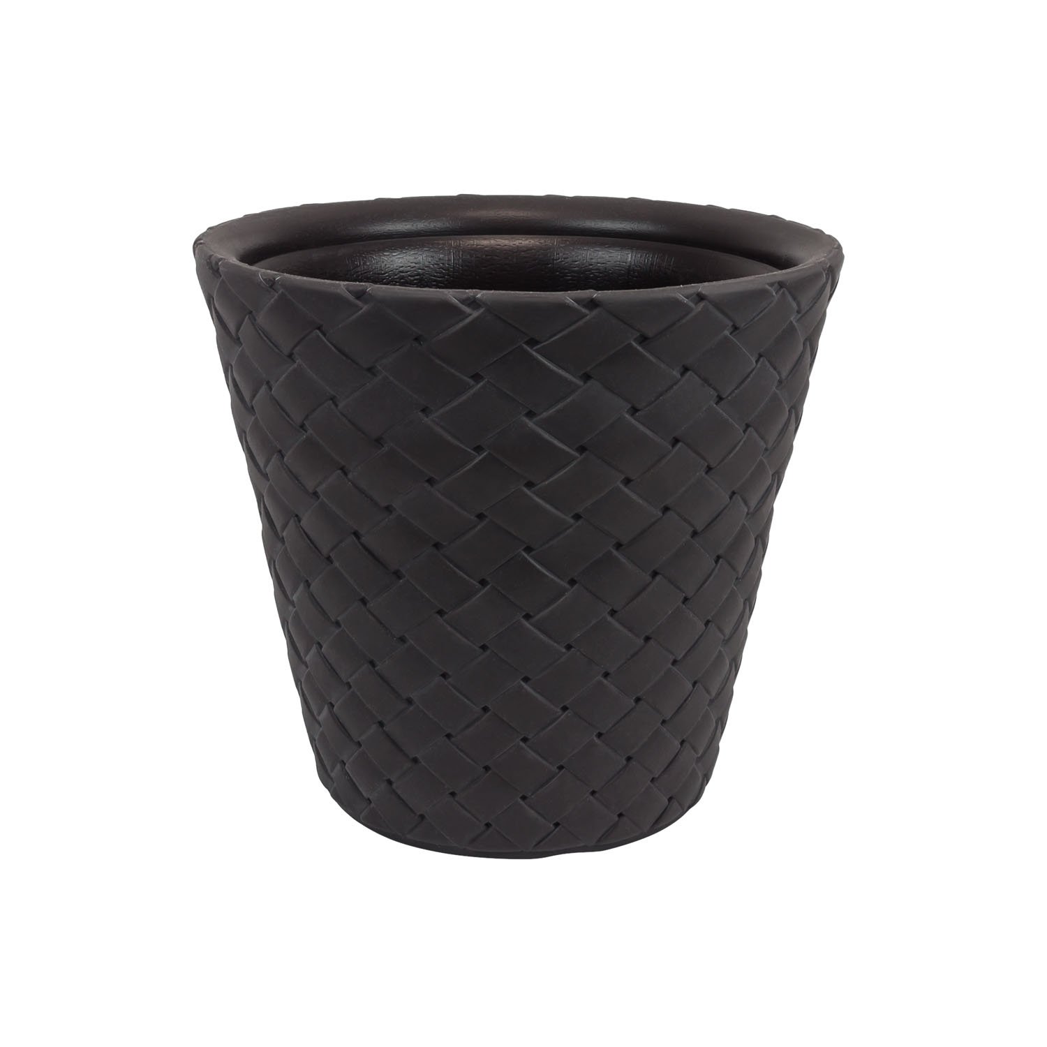 Pot en rotin synthétique PROSPERPLAST chocolat 28L pour décoration de terrasse