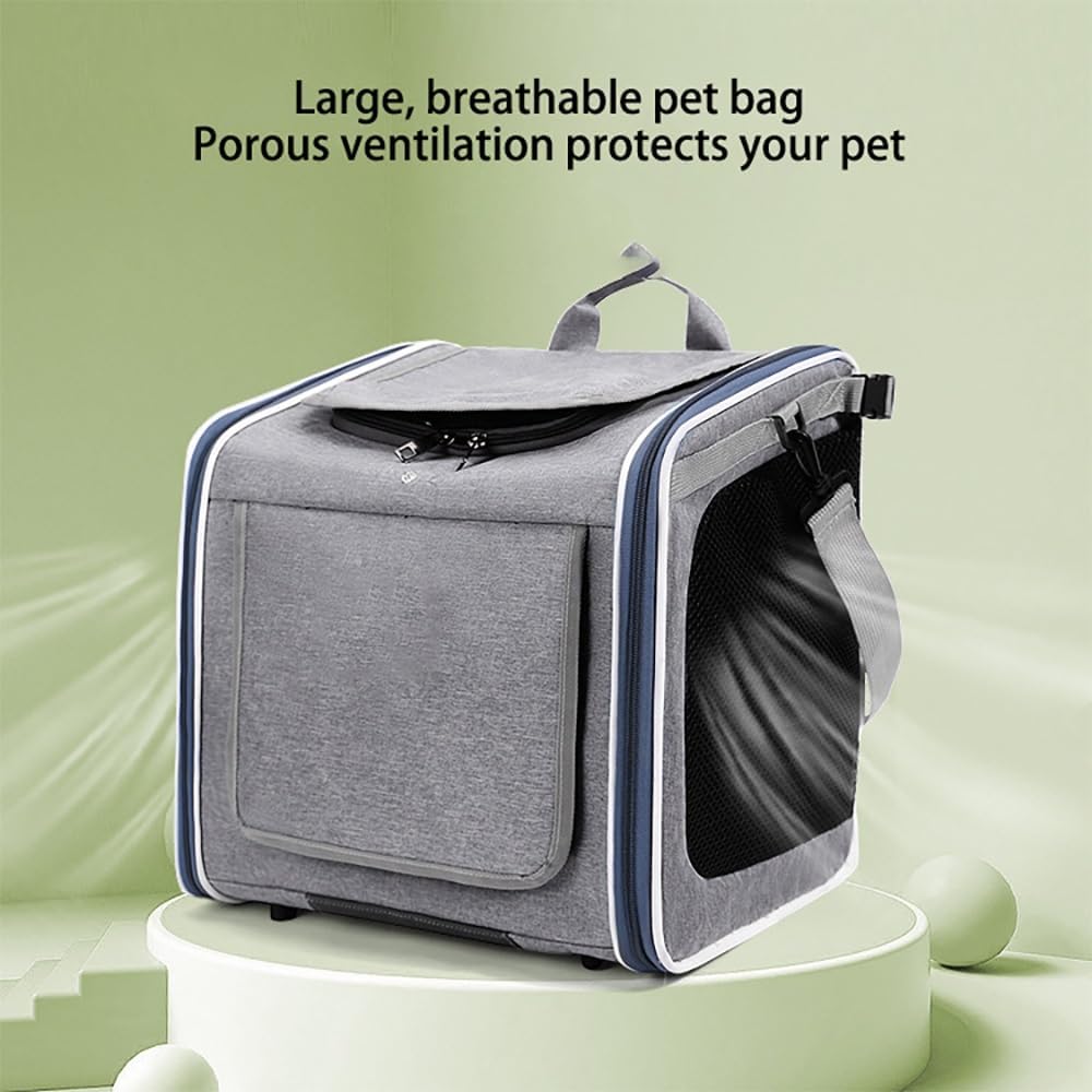 Foldable Dog Bike Bag — Pet Bike Carrier with Non-Slip Bottom, Waterproof Cover, Storage Pocket & Secure Zip Top, Handlebar Or Rear Rack Mount Bicycle Pet Bag for Small Dogs and Cats