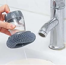 فرشاة تنظيف بسلك كروي قابل للتبديل مع موزع صابون بحجم راحة اليد لغسيل الأطباق مقاومة للصدأ وسهلة الحمل ومقاومة للإنزلاق من فيفاستي