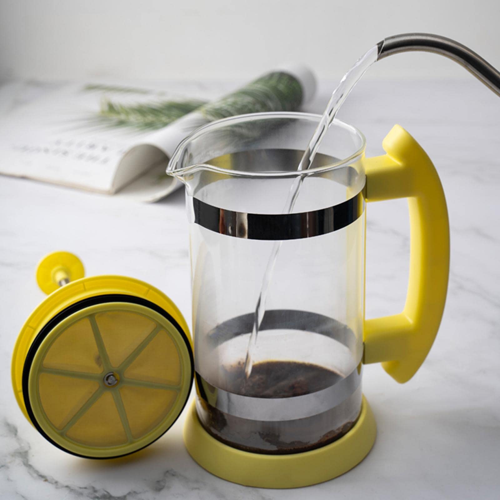 Caffettiera in Vetro Borosilicato Resistente al Calore, Giallo