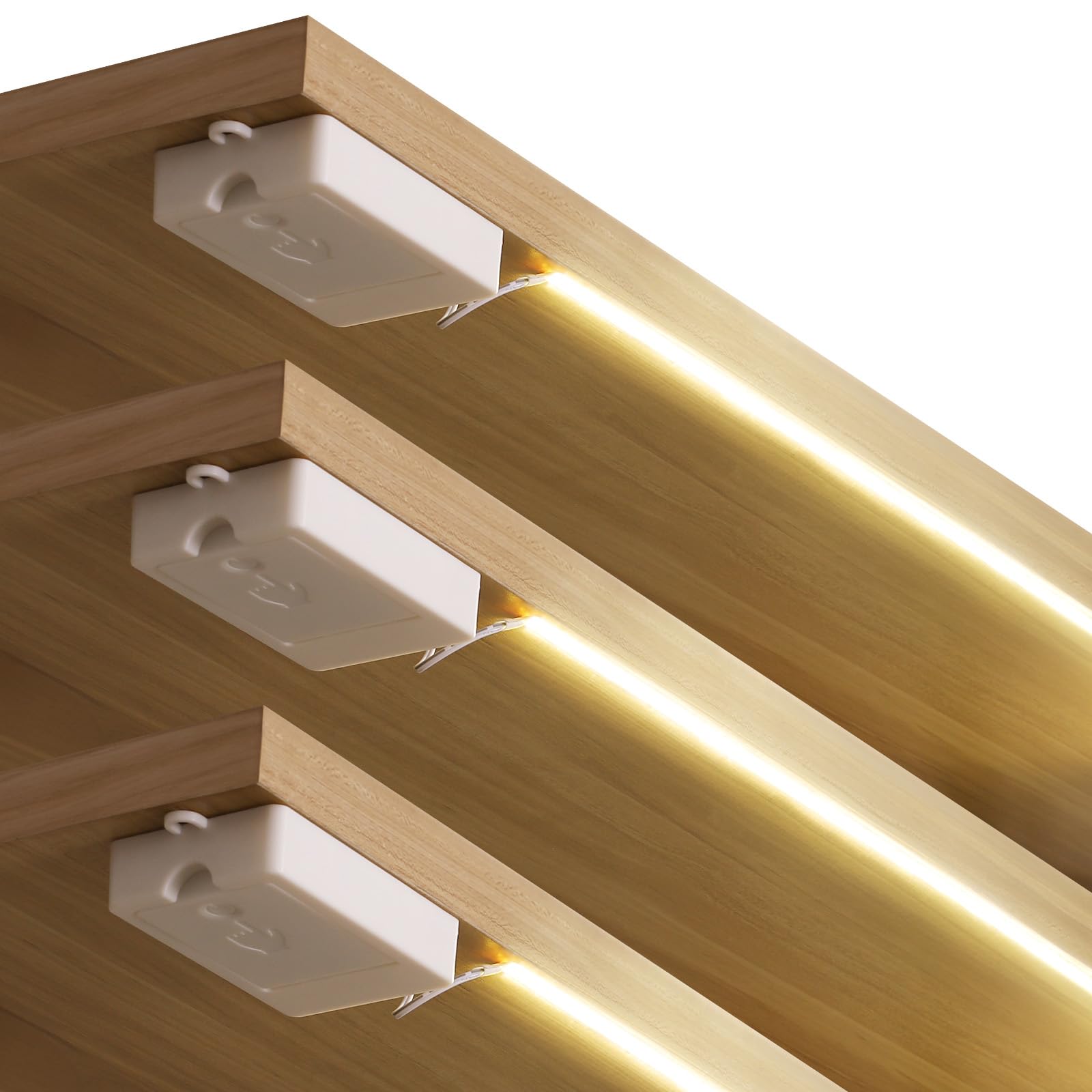 StarryEverCOB LED Strip Battery, 1 m 320 LED Strip with Battery 90+ Colour Rendering Efficiency, Pack of 3, Self-Adhesive Light Strip for Cabinets, Stairs, Beds Under the Kitchen Cupboard, 4000 K