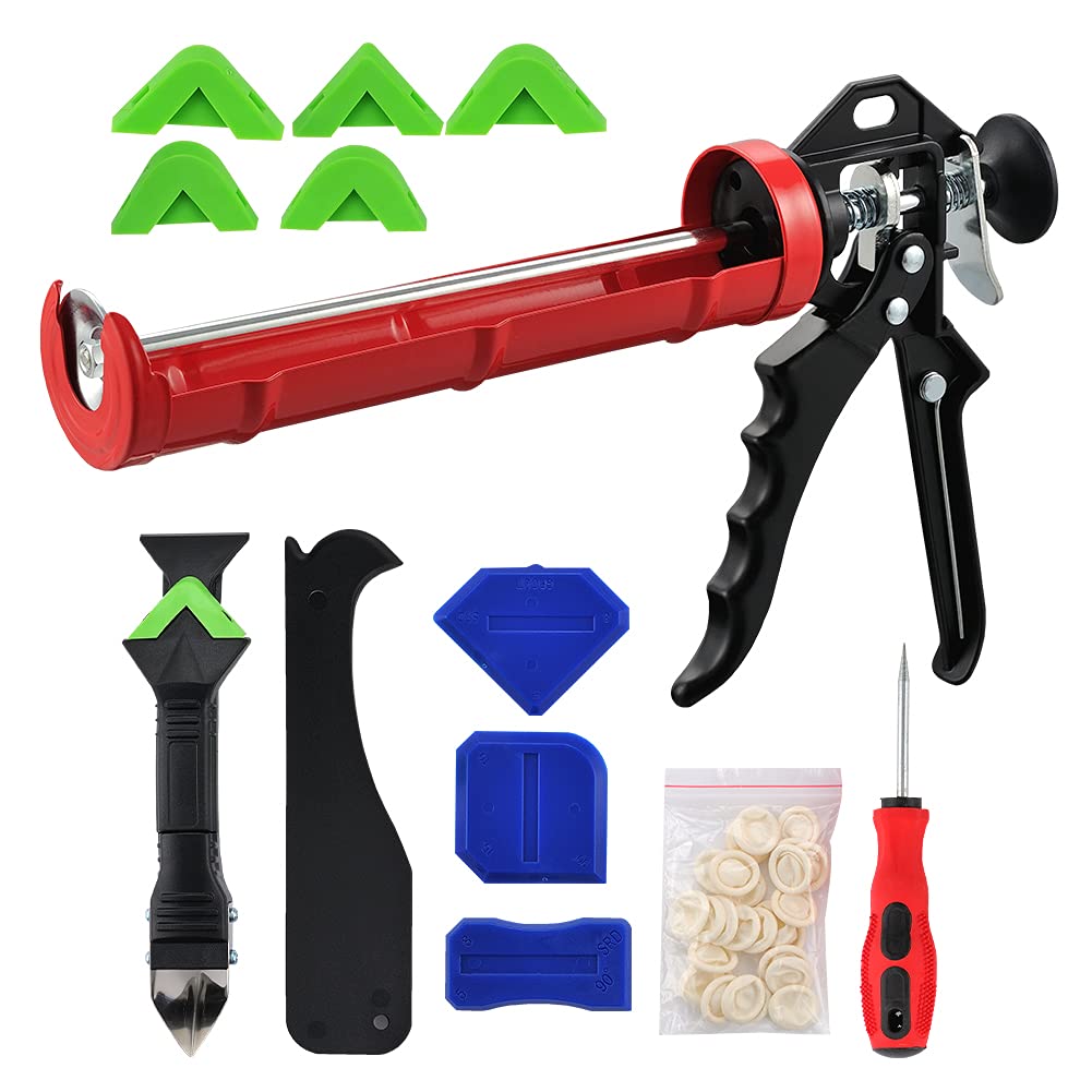 Photo 1 of **NEW**  SANJIAN Hand Caulking Gun with 3-in-1 Grout Scrapper Grout Tool and Sealant Finishing Tools 38pcs in Total,Drip-Free 12:1 Thrust Ratio