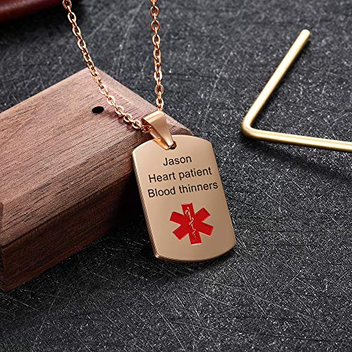 image for Wendy Made Stainless Steel Custom Medical Alert Necklace for Men & Wom