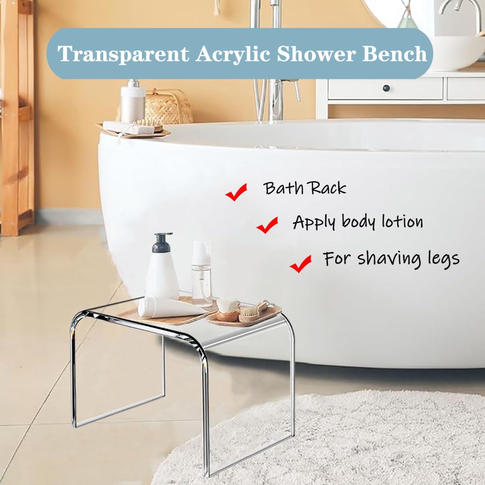 Moderner kleiner Tritthocker aus Acryl, 22,9 cm hoch, transparent, Kinder-WC-Hocker, Badezimmerhocker, Pediküre-Hocker für Schlafzimmer, Küche, Bad, starke Tragkraft 113 kg, Tmoicer-01