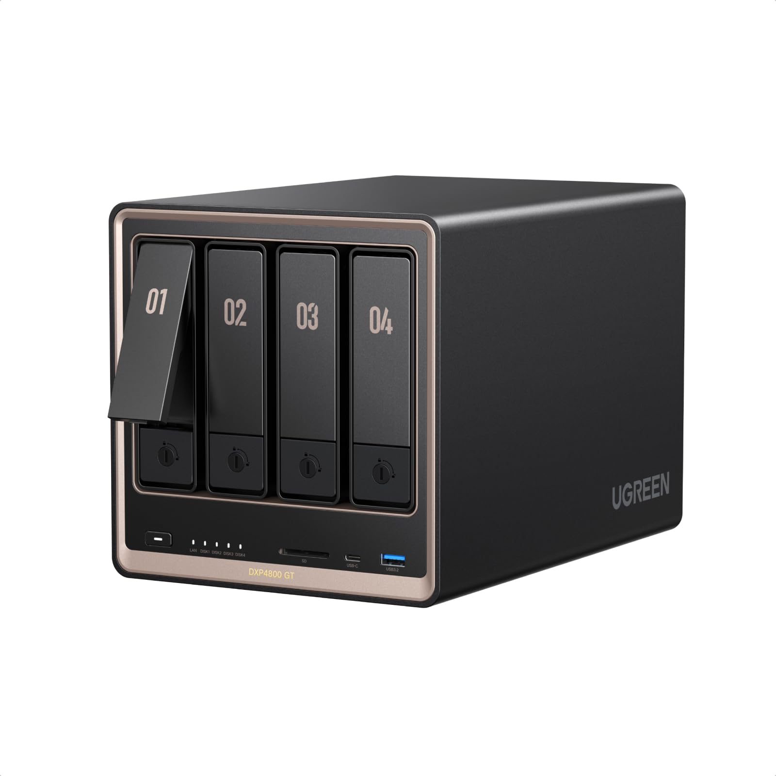 UGREEN NASync DXP4800 GT NAS 4 Baies Double LAN 10GbE AMD Ryzen R2514 8 Go RAM ECC M.2 NVMe HDMI 4K