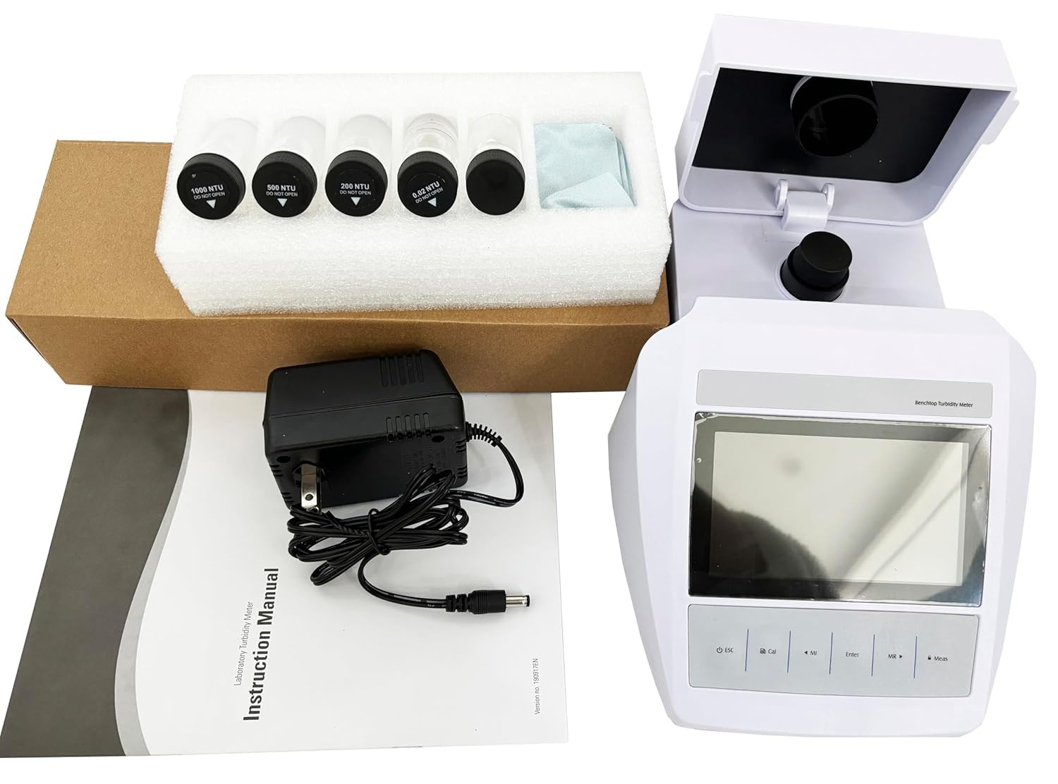 Benchtop Turbidimeters Multiparameter 2000 NTU Turbidity Meter Nephelometer with Calibration Standards Solution 0.02,10.00,200,500,1000NTU Total Suspended Solids Measurement Mode USB Interface