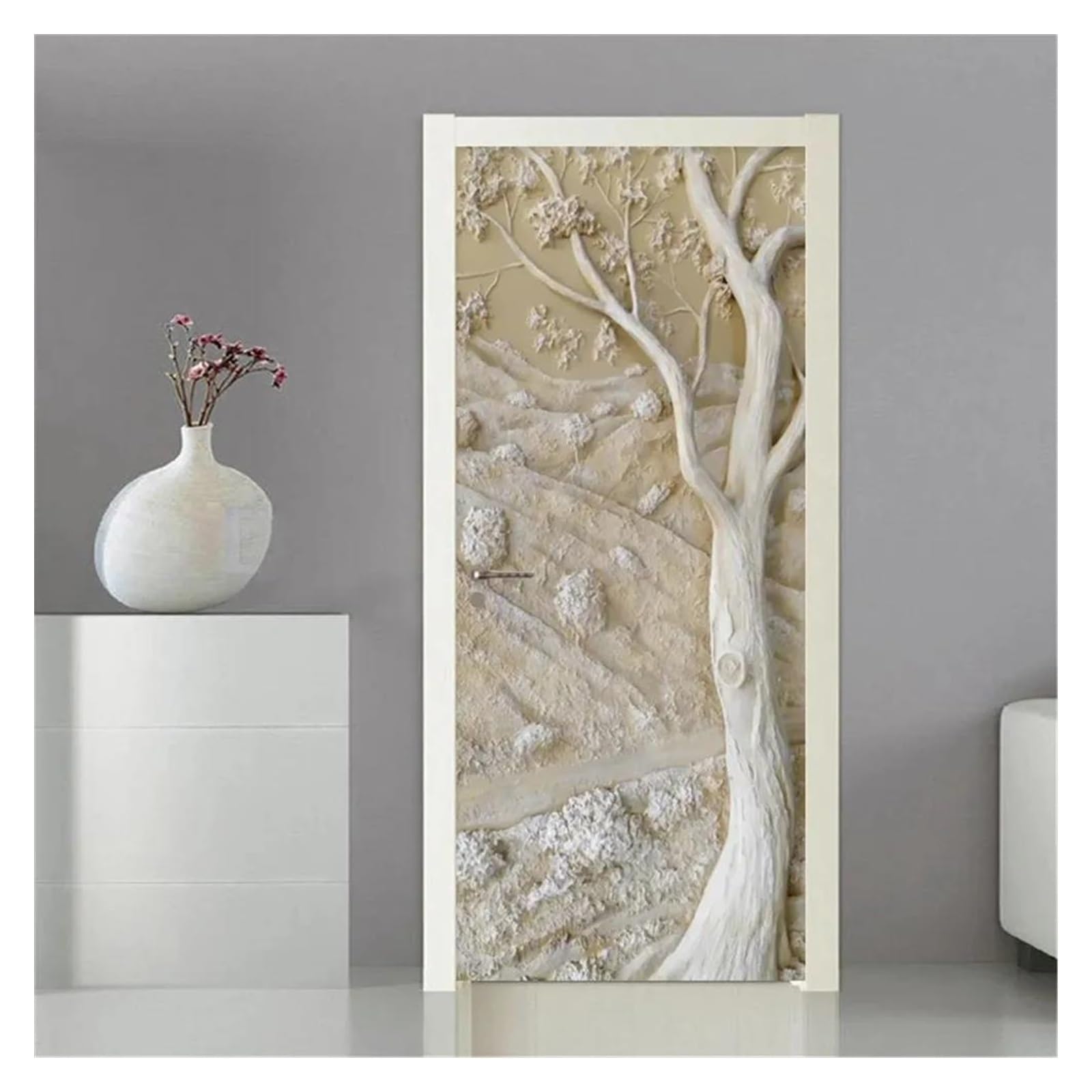 Sticker de porte paysage 50x125cm autocollant mural imperméable pour déco de chambre