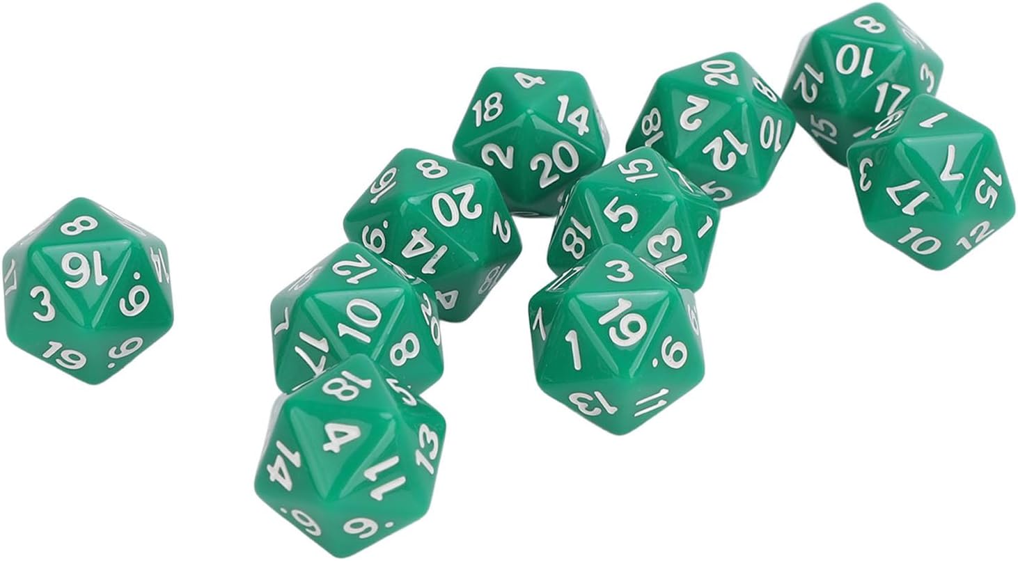 Polyhedral Dice, 10PCS Table Game Dice Clear Numbers for Family Gathering (Green), Cryfokt8toa6uk9n5-15