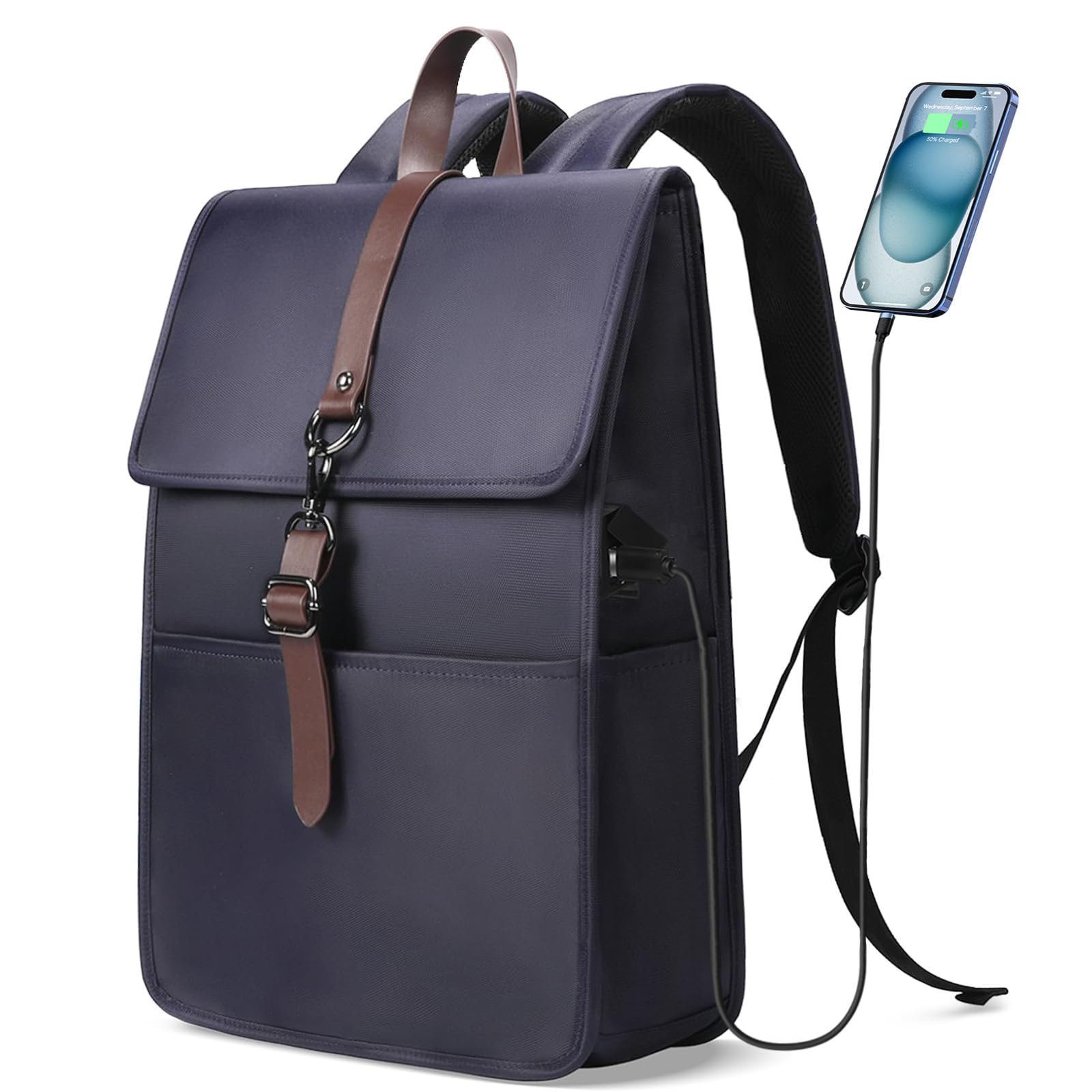 Zakelijke herenrugzak, waterbestendige 15,6 inch laptoprugzak met USB