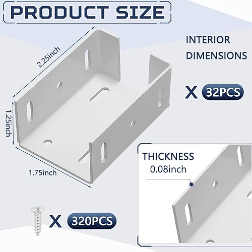 Miniatura 2 de Hicarer 4 piezas de soporte de valla de aluminio resistente con tornillos para panel de cercado de vinilo y kit de soporte de barandilla de