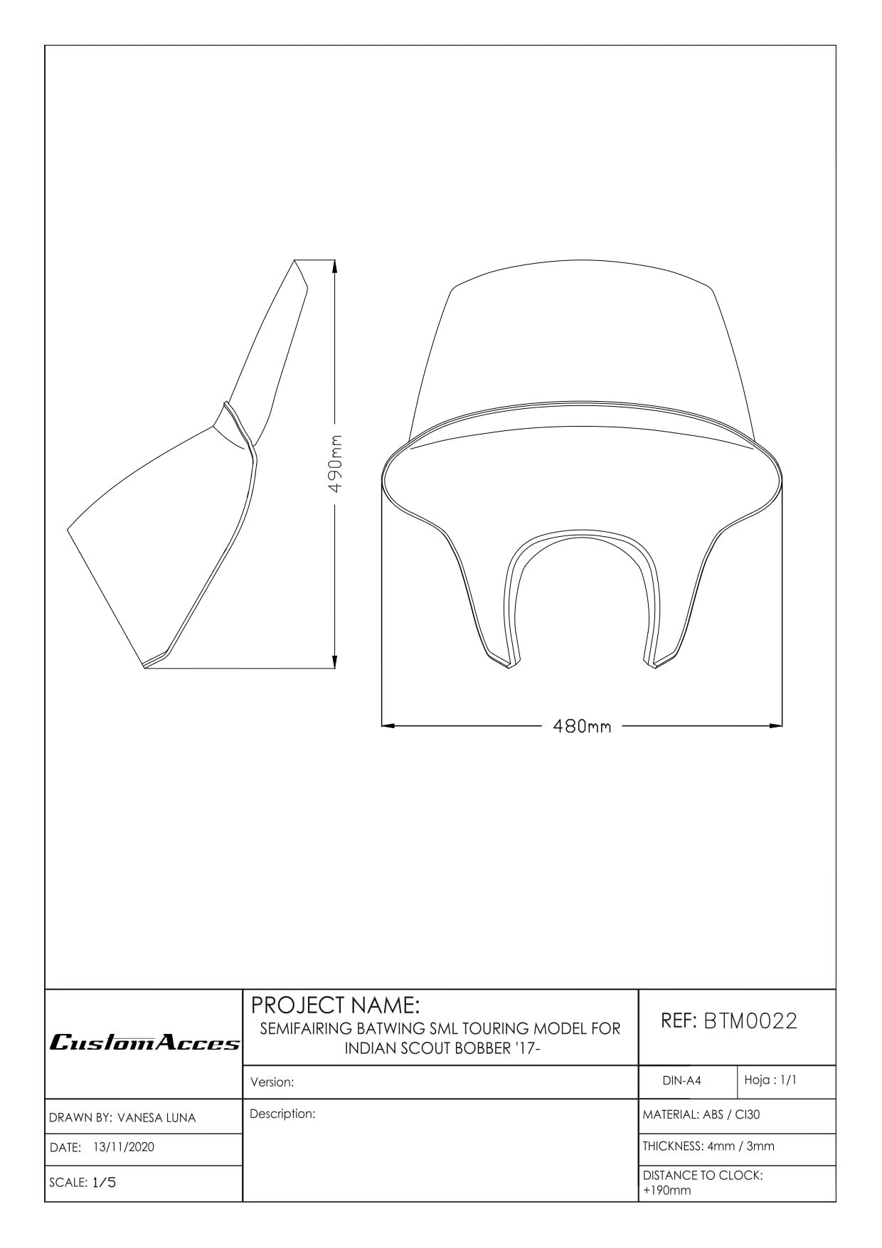 Puig 21074H Batwing SML Touring Protection renforcée, Fumé