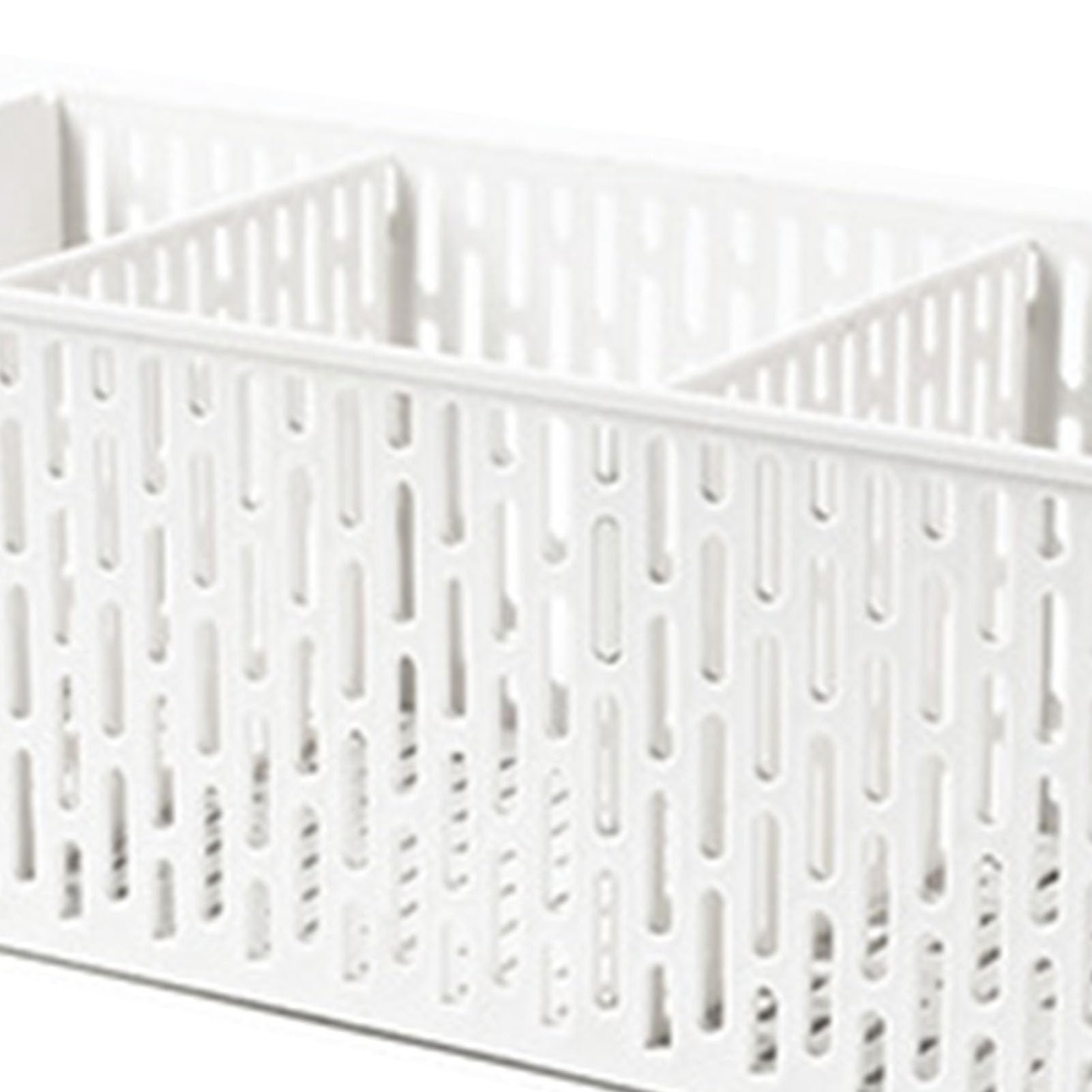 Tyenaza Cestini Portaoggetti, Cestino Portaoggetti Divisorio in Plastica, 3 Scomparti Vegetable Basket White, Contenitori per Alimenti, per Frutta e Verdura, Snack (12 X 15 X 32 cm)