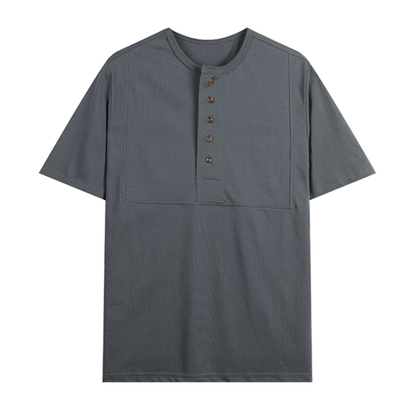 Henley, maglietta da uomo con bottoni, con collo Henley, leggera, traspirante, sottile, maglietta casual estiva a maniche corte