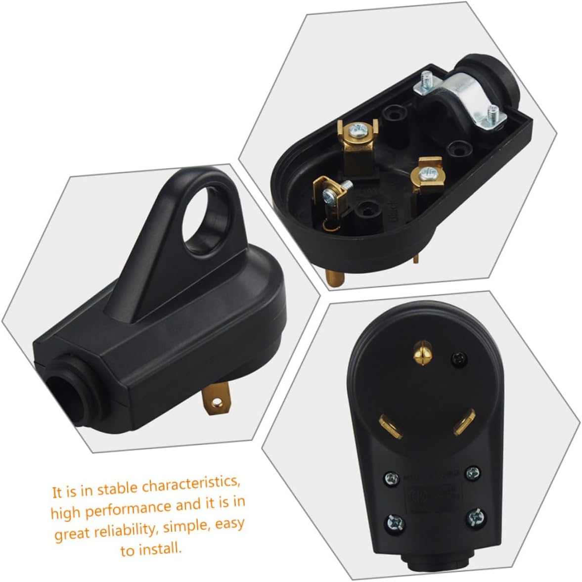 Gatuida 2pcs Rv Plug Replacement Male Camper Trailer Plug Adapter Handle Us Electrical