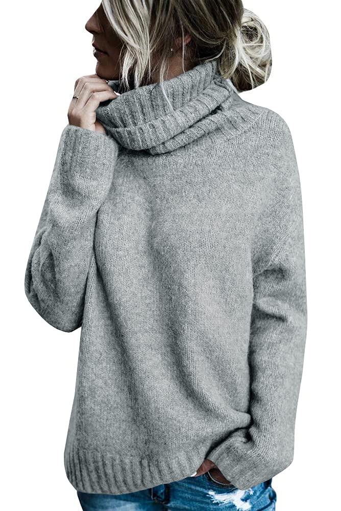 FISACE Womens Oversized Turtleneck Pullover Sweater Cable Knit Sweater Tops | Long Sleeve,Slouchy,Fall,Winter,Lightweight,Loose,Trendy,Casual,Sexy