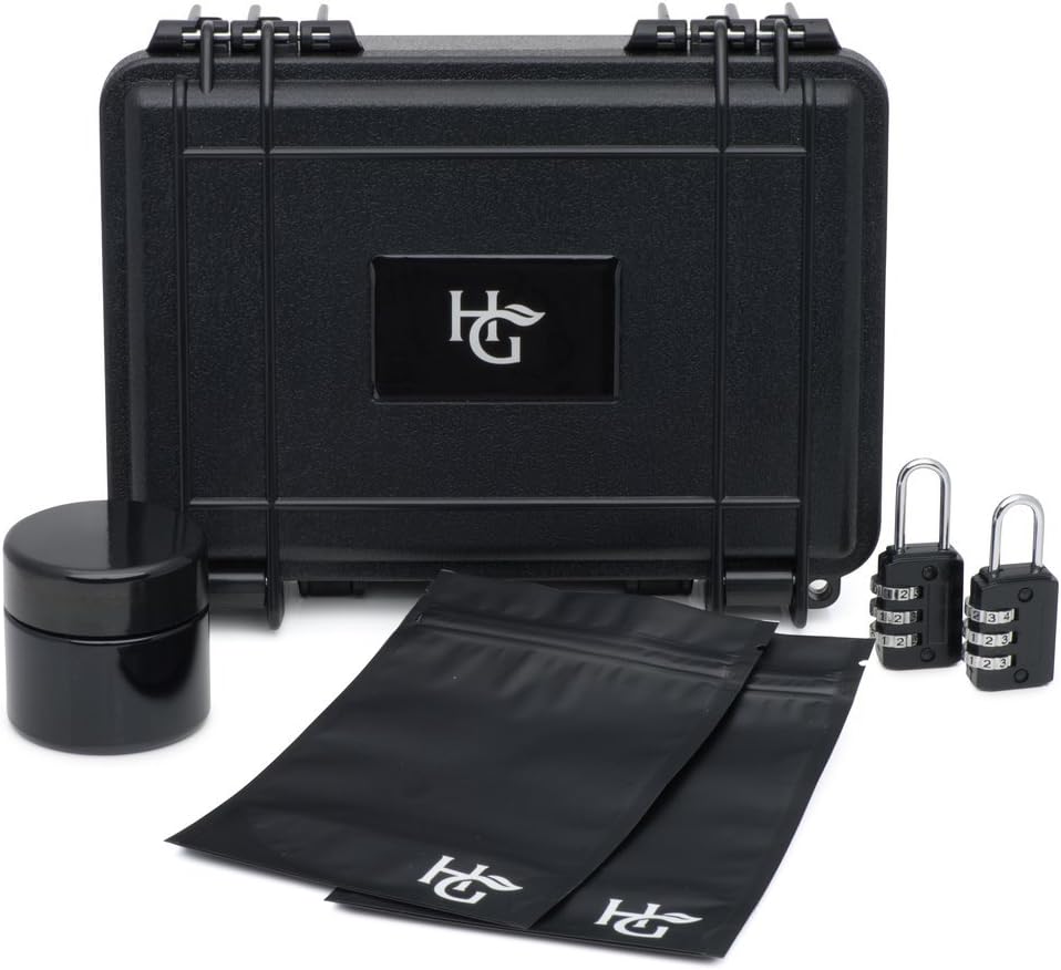 Herb Guard Smell Proof Container with 2 Combination Locks - Discreet Hardshell Case Comes with a Smell Proof Jar and 2 Travel Bags | The Premium Airtight Container for Home and Travel Storage