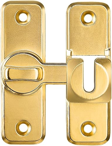 Miniatura 7 de Paquete de 2 cerraduras de seguridad mejoradas doradas, resistentes, correderas y batientes de 90180 grados, para graneros, puertas y más