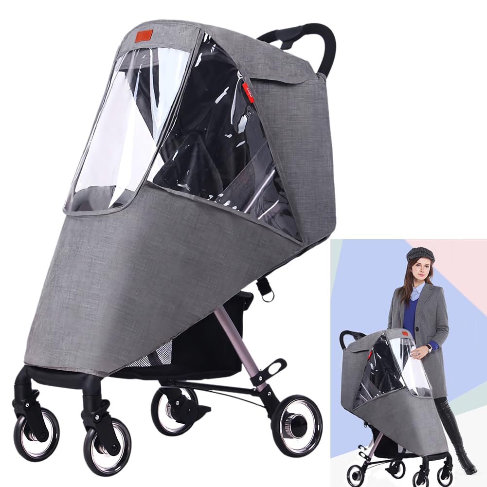 Pushchair Rain Cover Universal Baby Stroller Rain Cover Waterproof Baby Pram Buggy Rain Cover Windproof Baby Travel Weather Shield Raincoat Rainproof Carrycot Rain Shield With Canopy Window And Zipper