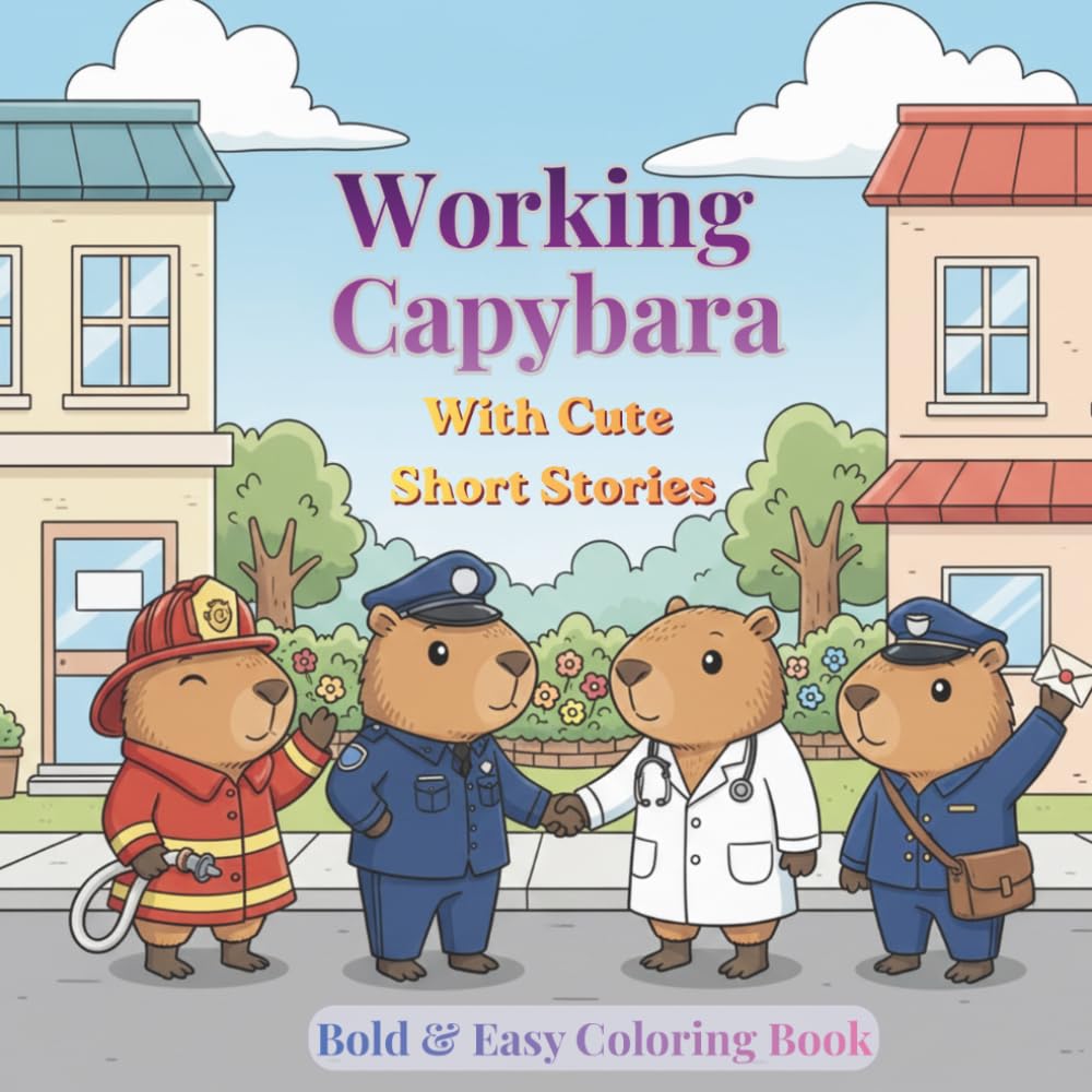 Working Capybara Coloring Book: 50+ Cute Capybara Jobs Coloring Pages with Fun Facts | Bold & Easy Kawaii Drawings for Kids & Adults (Keep Calm and Capy On: The Ultimate Capybara Coloring Series)