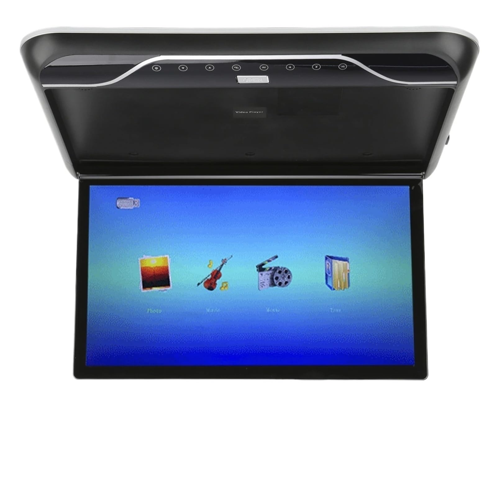 19inch Car Roofmount LCD Monitor Flip Down Touch Control Atmosphere Light USB Input(Black)