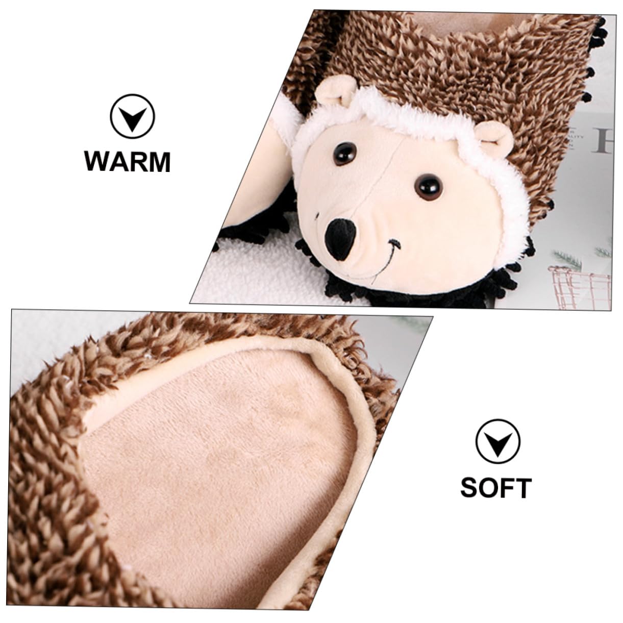 VALICLUD Pantuflas de Invierno Forma de Erizo, 1 Par, Felpa Algodón
