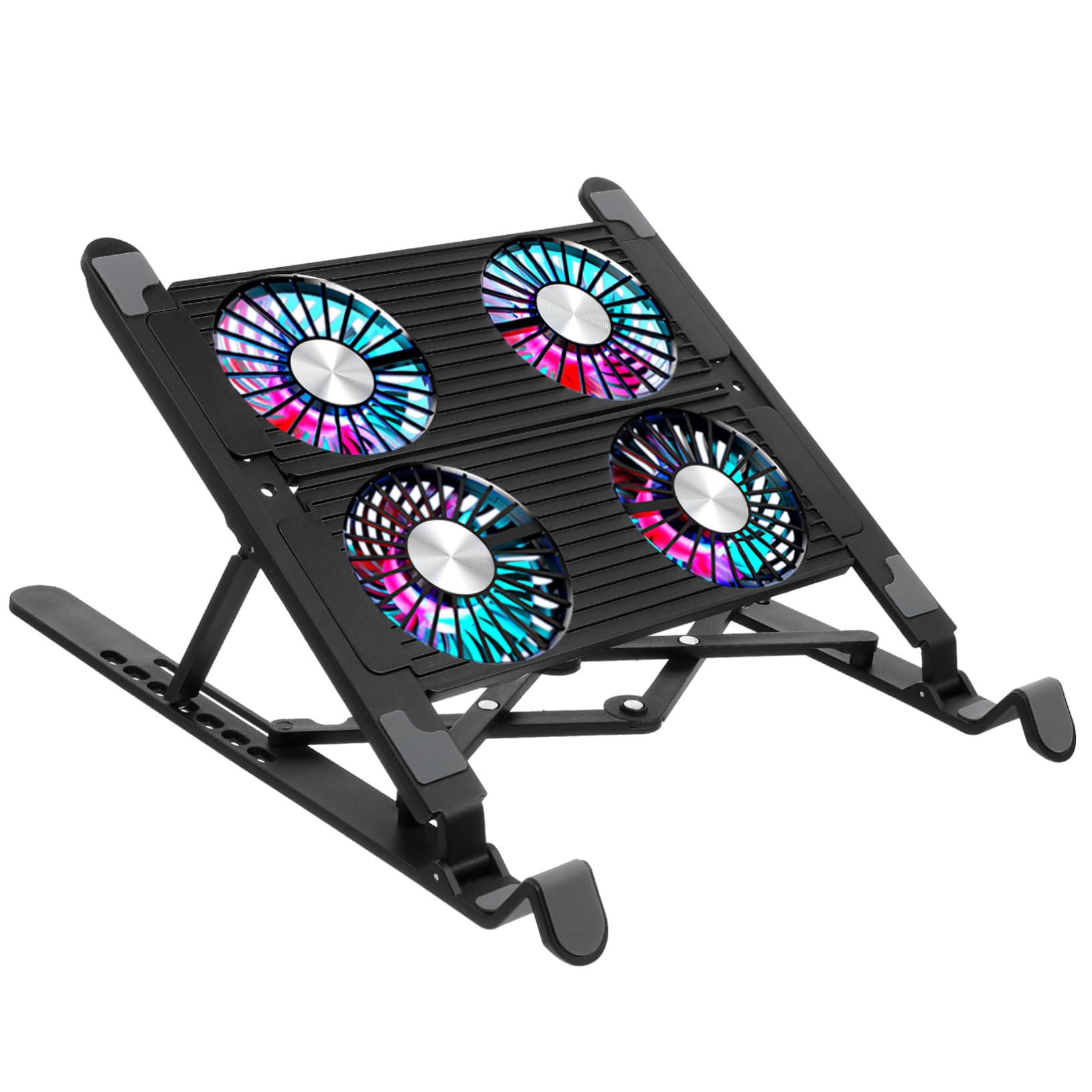 NUOBESTY Supporto di Raffreddamento per Laptop Ventole Nero in PC e Silicone, Base Pieghevole Raffreddamento Pro per Festa Estiva e Laptop Gaming