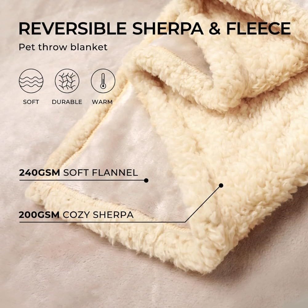 Couverture réversible imperméable pour chien en polaire Sherpa pour animal domestique, housse de protection lavable et antidérapante, 145 x 165 cm