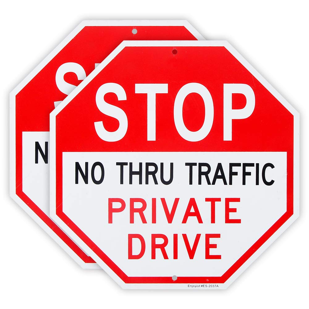 Aluminiumschild 'Private Road No Thru Traffic' – 30,5x45,7 Cm, Reflektierend