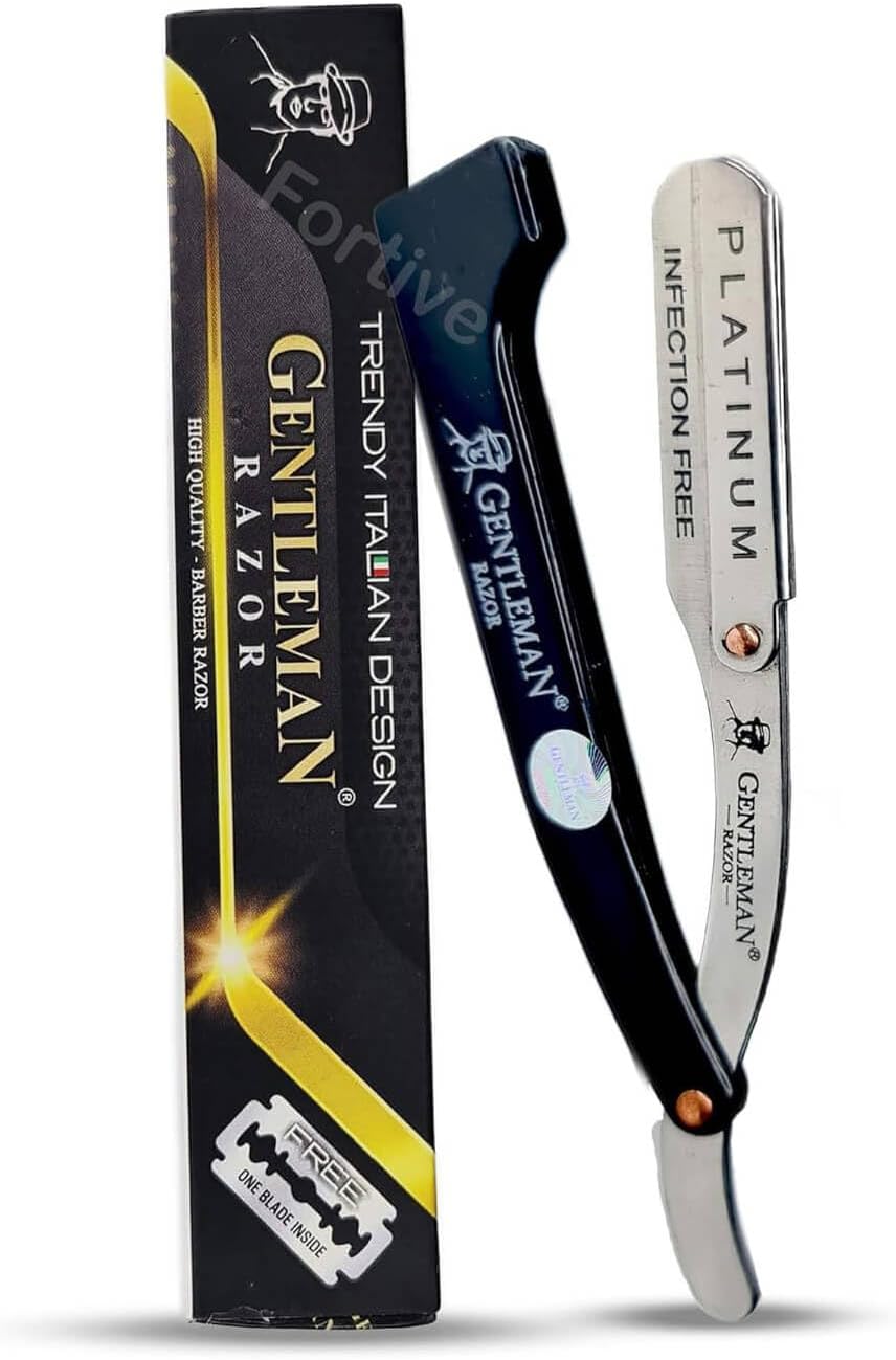 Gentleman Professional Straight Razor for Men – Barber Folding Shaving Razor with Replaceable Blade, Stainless Steel Platinum Blade Holder, Salon & Home Grooming Beard Shaver
