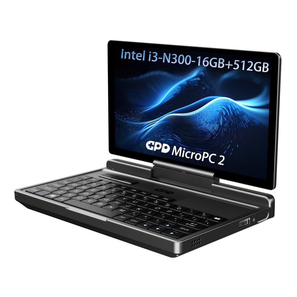 GPD MicroPC 2- Handheld Industry Laptop 7 Inches 1080P Display Mini PC Computer Win 11 Pro, N300 Intel Processor, UHD Graphics; 16GB LPDDR5; 2.5G Ethernet, USB-C, HDMI 2.1, Wi-Fi 6, BT 5.2