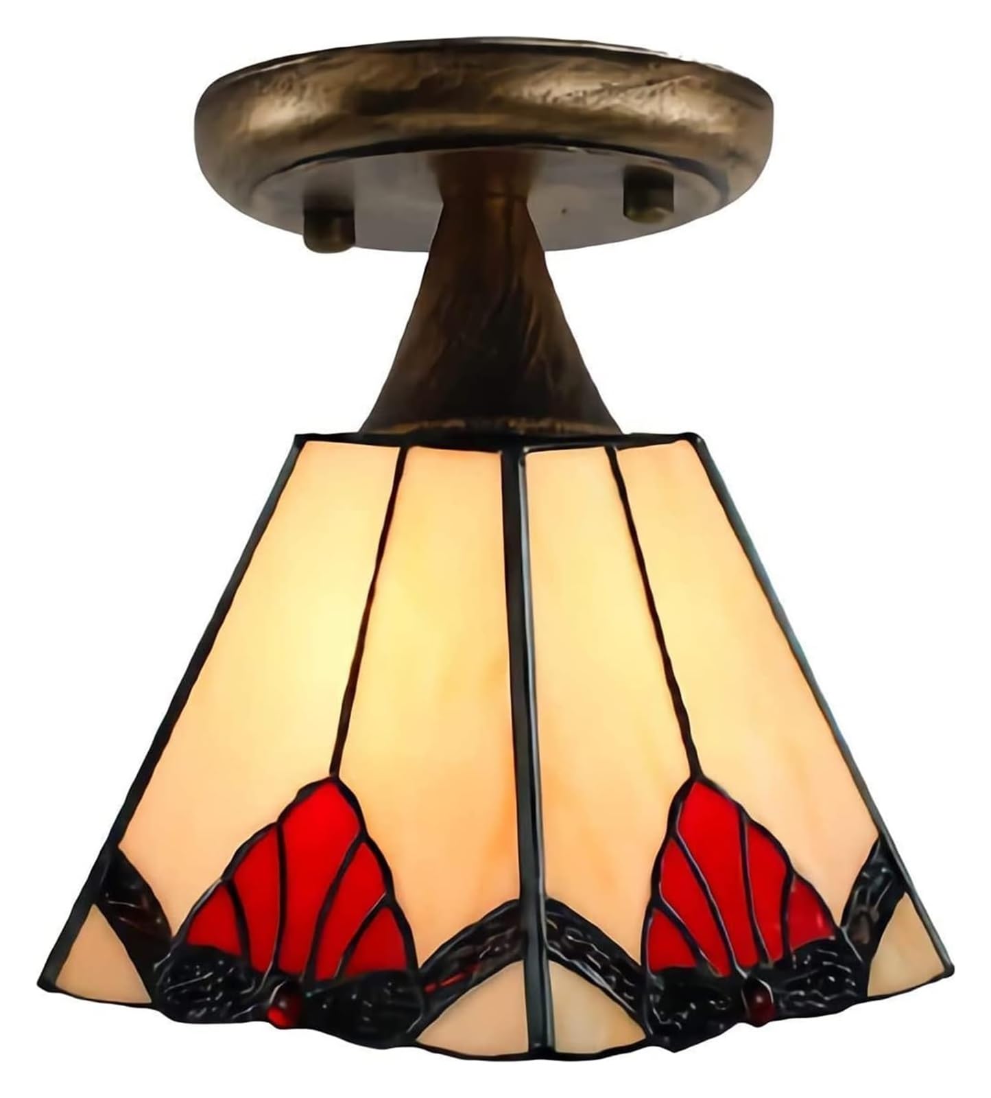 METTEOR Ceiling Lamp Ceiling Lamp Tiffany Style Mini Ceiling Light, Led Vintage Tinted Glass Corridor Ceiling Lamp, Chandelier Lighting Living Room (18 B)