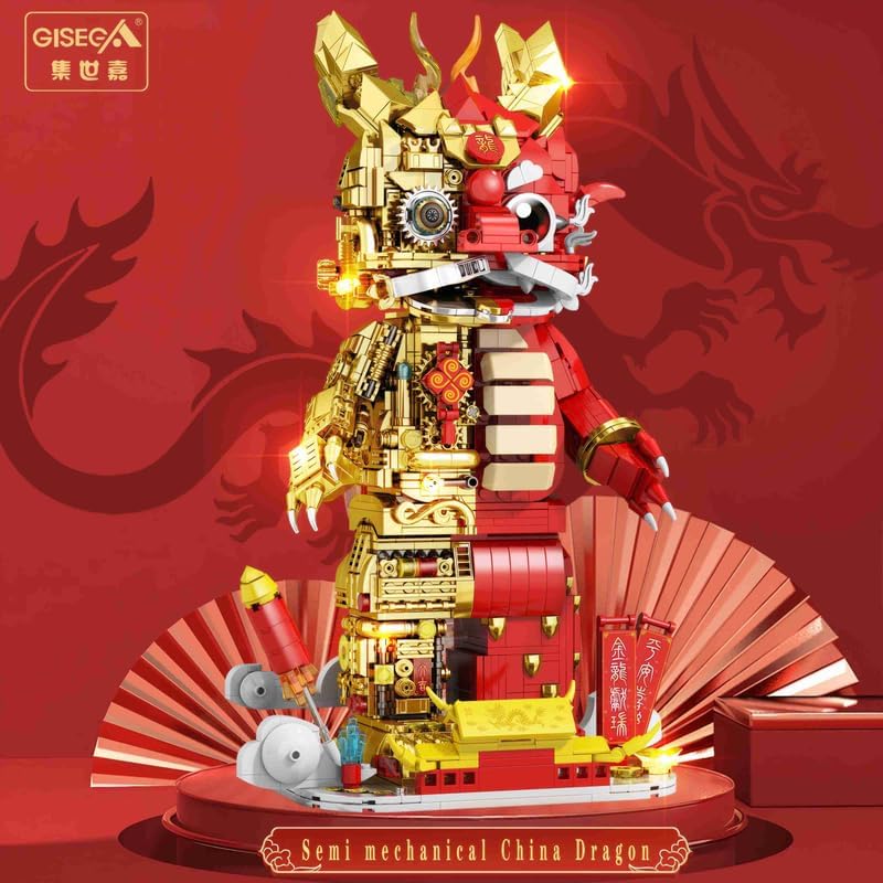 Mechanical Dragon Robot Building Set 1962 PCS, Red Block Kit with Display Case & Tools, STEM Toy Gift for Kids Ages 8-12, Holiday Birthday Gift Idea
