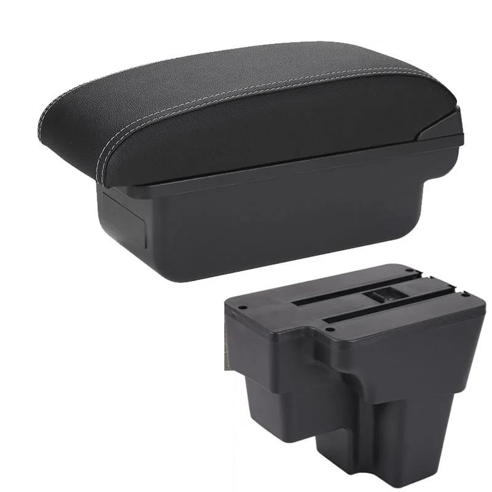NOHEEU Car Armrest Europe South Retrofit Parts Storage Box Accessories For STONIC For Cerato For RIO 2015-2022(C3 Black white NOUSB)