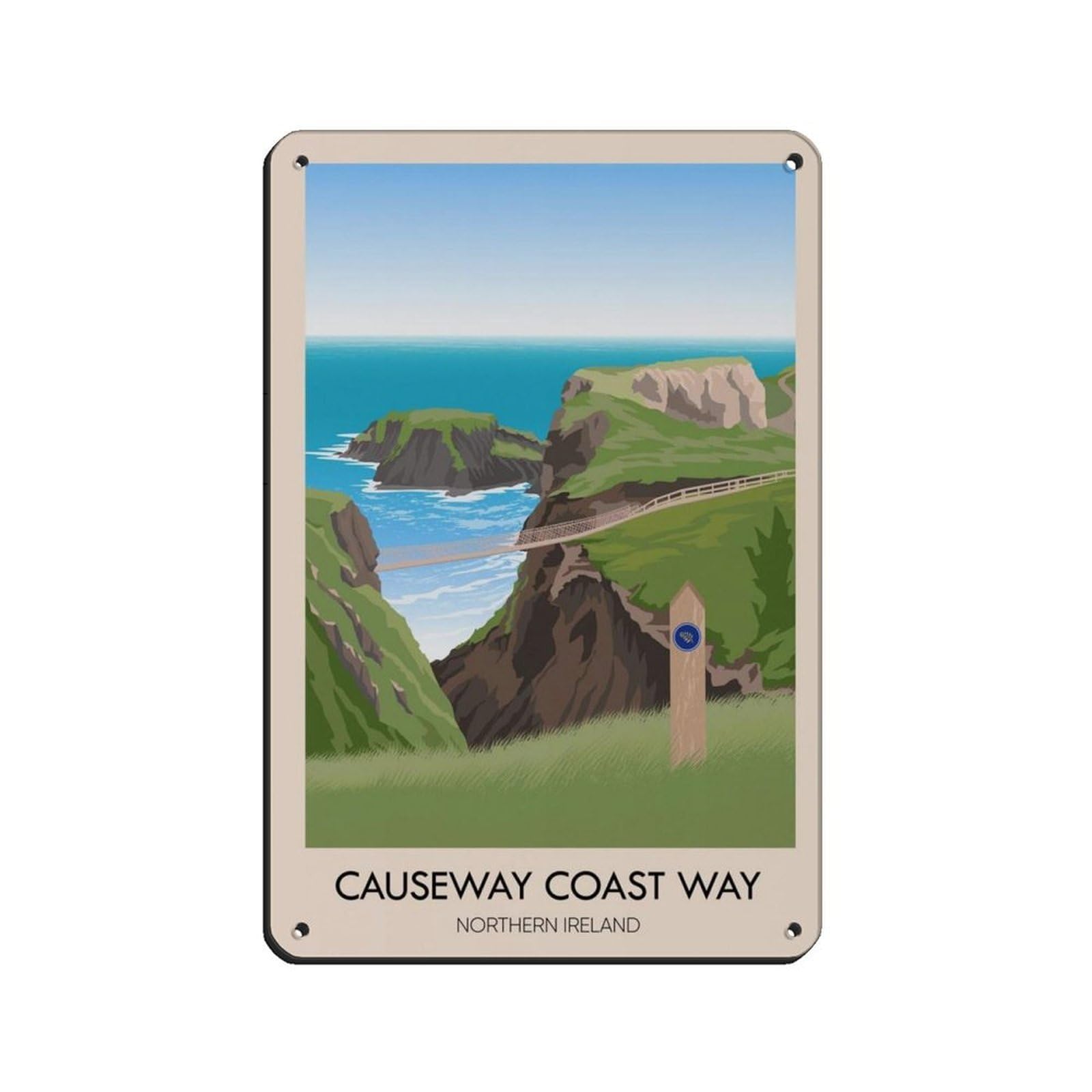 Plaque métal rétro 20x30 cm Causeway Coast Way robuste