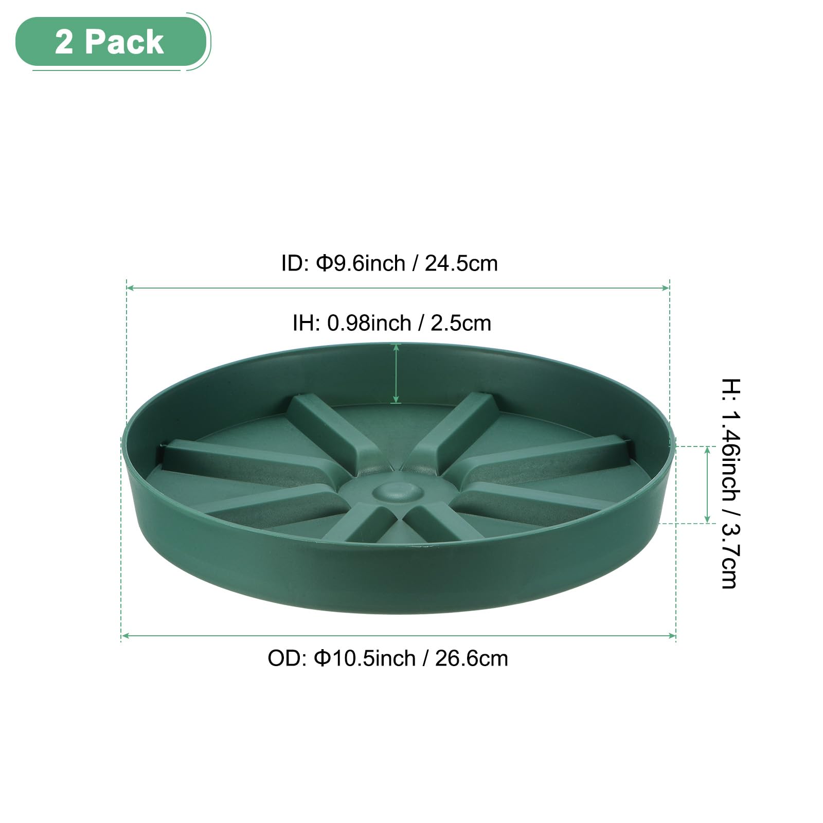 M METERXITY 2-Pack Plant Saucer, 10 Inch Flower Pot Saucers - Image 2