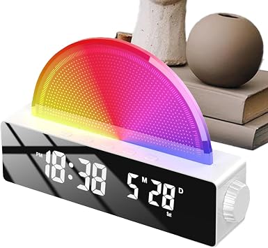 Kids Alarm Clock Sunrise, Wake-up Light Sunrise Alarm Clock, Alarm Clock Speaker Wake-up Light Alarm Clock | Smart Alarm Clock, Bedroom Alarm Clock, Multicolor Display for Deep Sleeper,