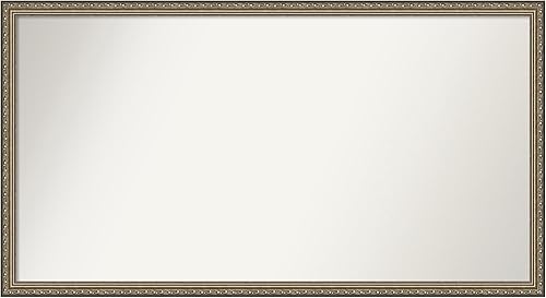 Amanti Art Custom Mirror, Parisian Silver Bathroom Mirror, Wall Mirror or Bathroom Vanity Mirror Over Sink (25.25 x 46.25 in.) Non-Beveled Mirror,