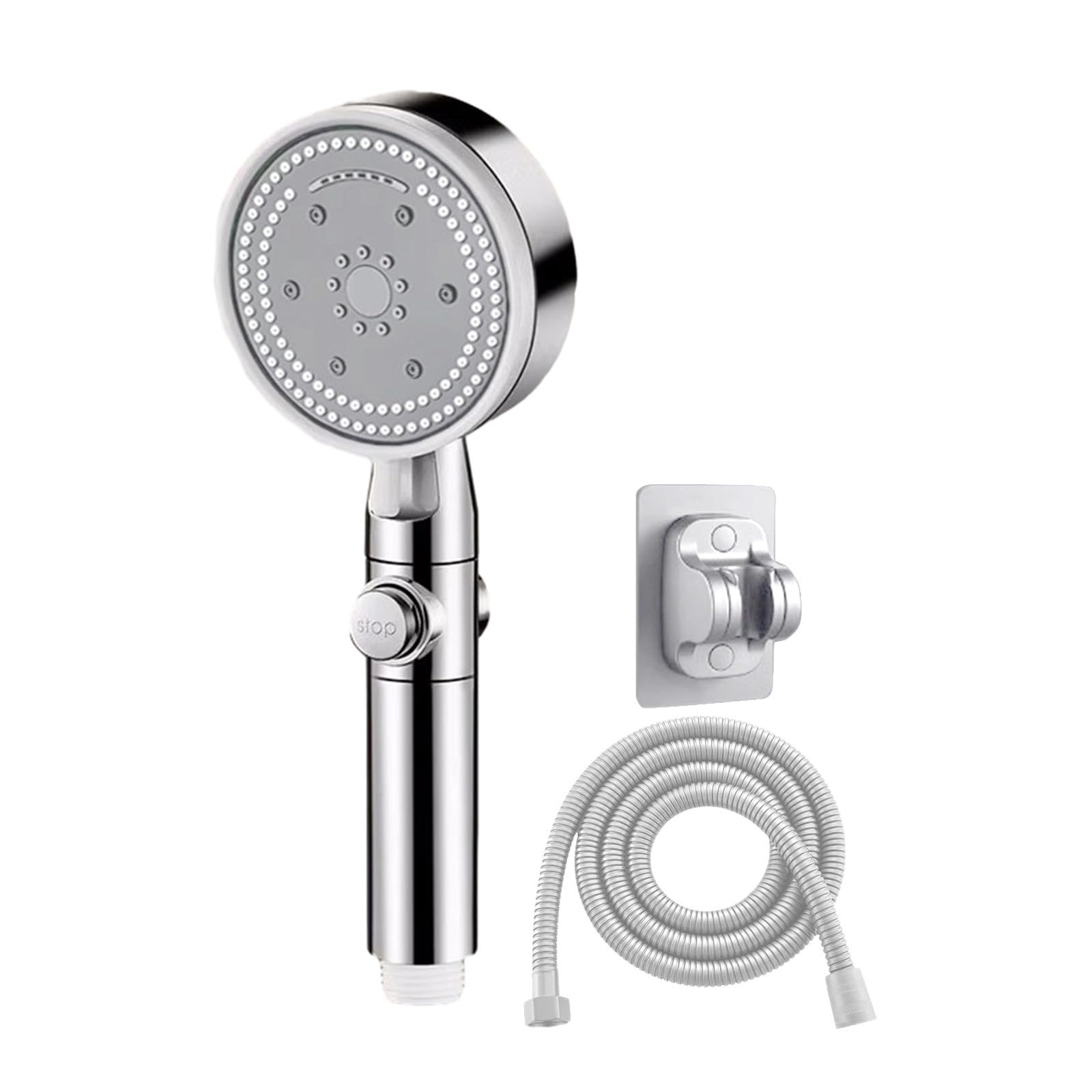SWENEEN Handheld Showermultifunctional Hand Shower,High Pressure Hand Shower With 8 Modes And Base With Non-Clogging Nozzle For Home,Hotel,With Swivel Spray Function,Silver
