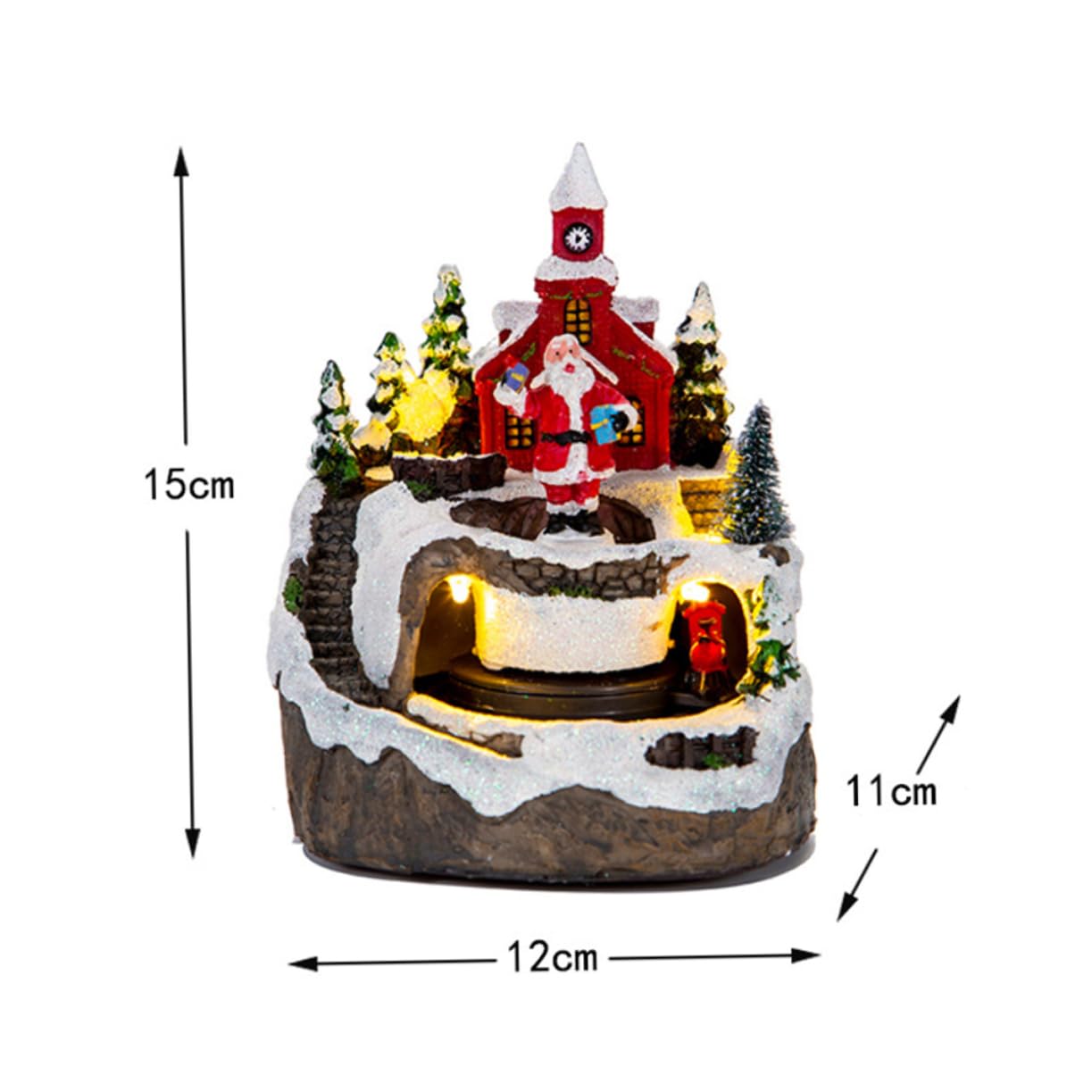 Cabilock 3 Piezas de Musica navideña estatuilla de la de Navidad Mini Pueblo navideño Tren de Navidad estatuilla de la iluminada en Miniatura iluminada de Navidad Resina
