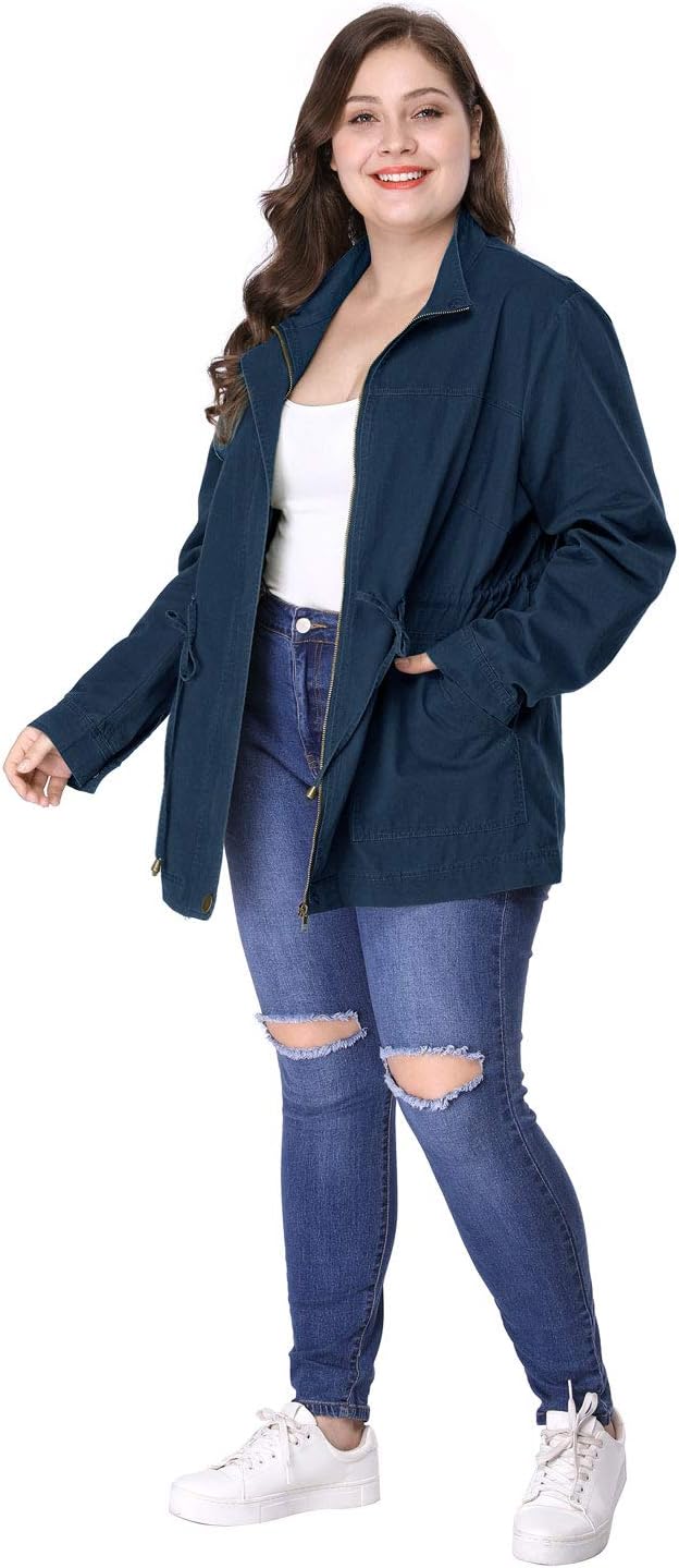 Agnes Orinda Women's Plus Size Lightweight Jacket Anorak Utility Drawstring Waist Casual Jackets with Pockets 2025 Outfits - Image 3