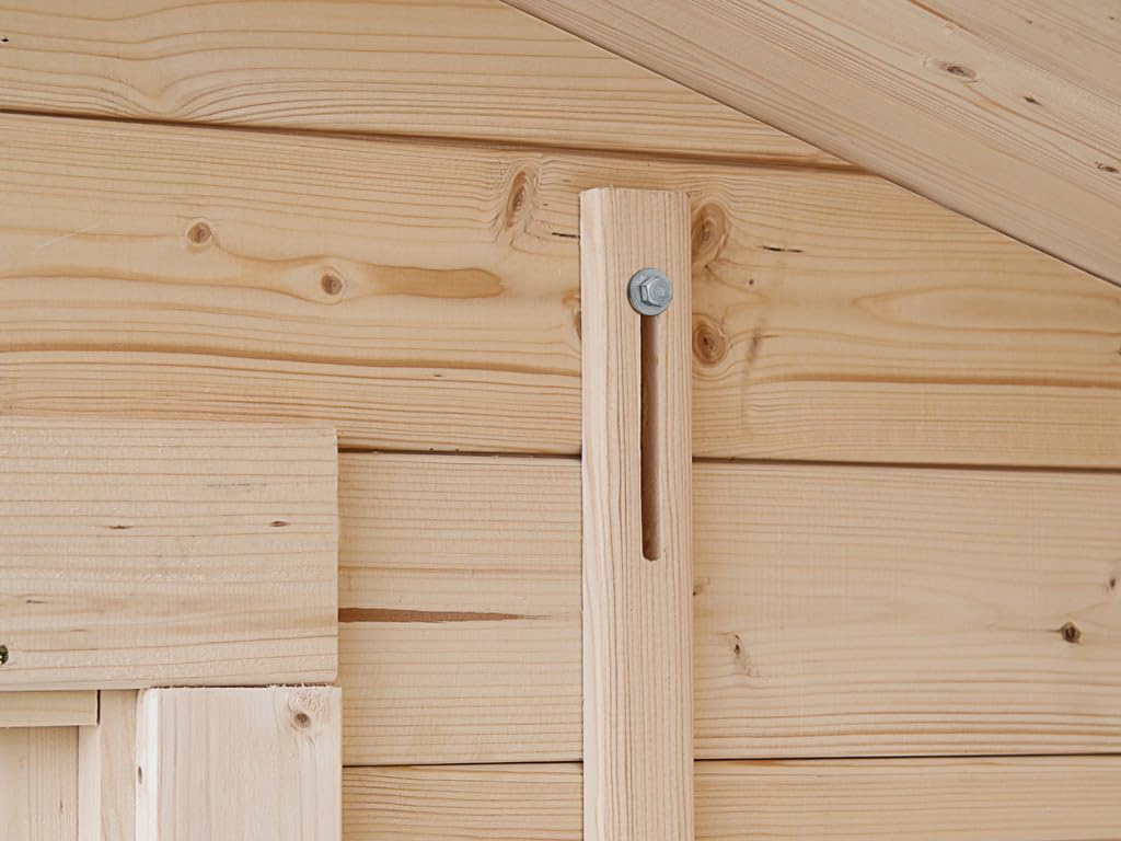Gartenhaus | Gerätehaus | Holz Blockbohlenhaus CA2870 | Wandstärke: 28 mm | naturbelassenes Holz | BTH 260 x 198 x 225 cm | Doppelflügeltür | Satteldach