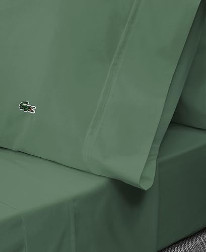 Lacoste Par de fundas de almohada 100% algodón percal, sólido, verde hiedra, estándar disponible en Yaxa Peru
