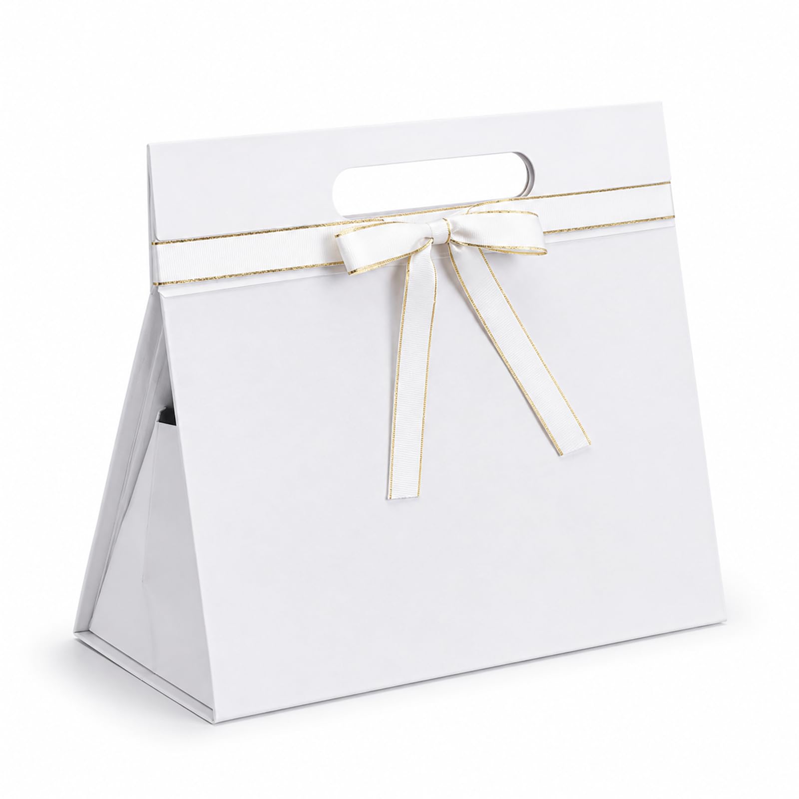 Small Gift Box, White Gift Box with Magnetic Lid and Ribbon Bow
