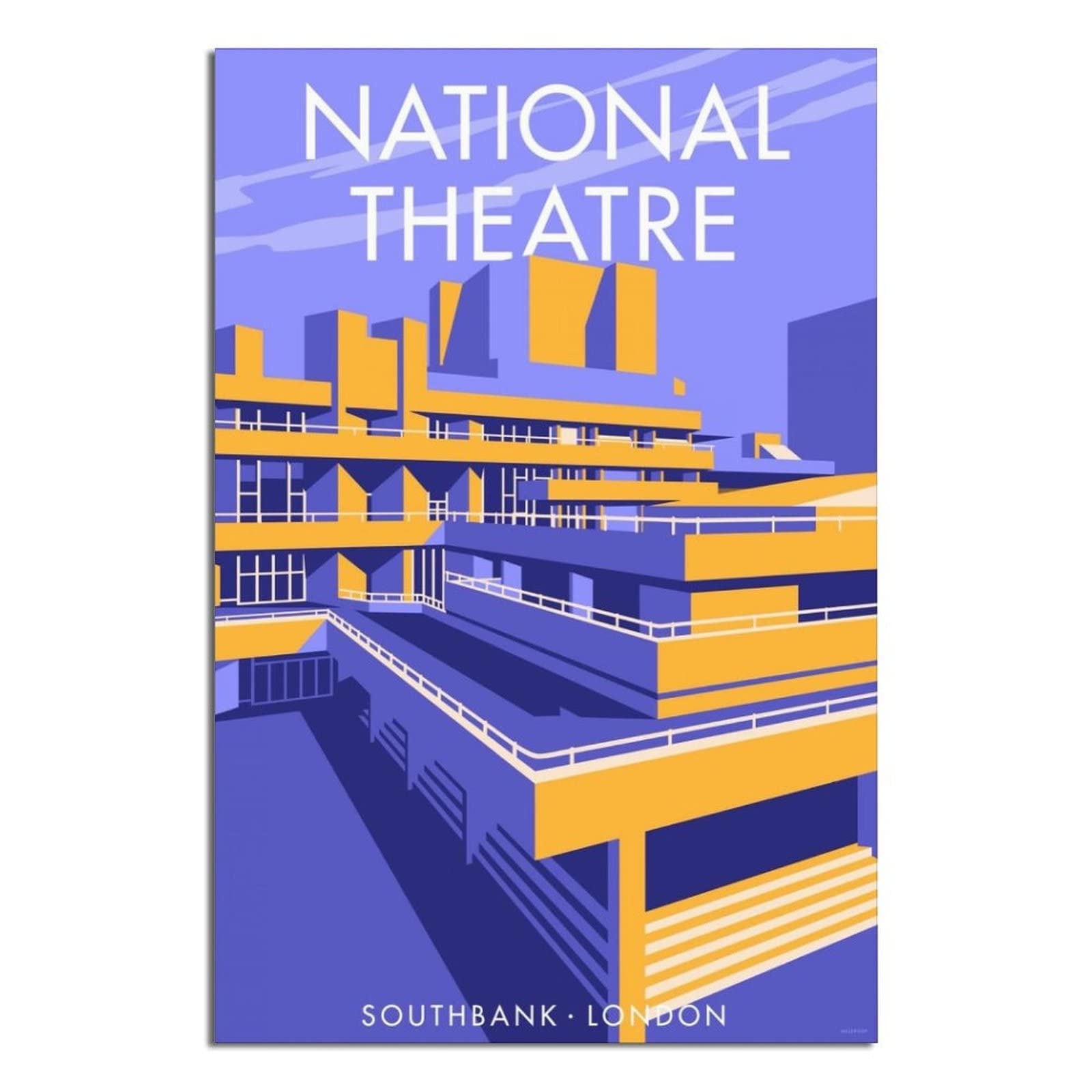 Vtgclt Unframe-Style England London Southbank Vintage Travel Posters National Theatre Canvas Painting Pictures Prints Wall Art For Bedroom Office Decor 16X24inch(40X60cm)