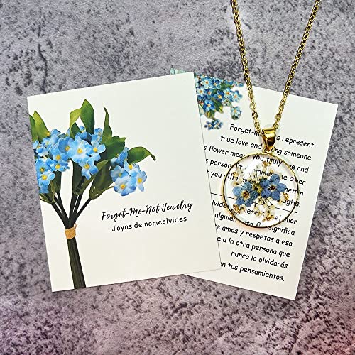Forget-Me-Not and Queen Anne's Lace Pressed Wildflower Necklace | Gold Pressed Flower Necklace | Personalized Handmade Necklaces | Real Flower Necklace | Bridesmaid Jewelry | 18” - Image 8