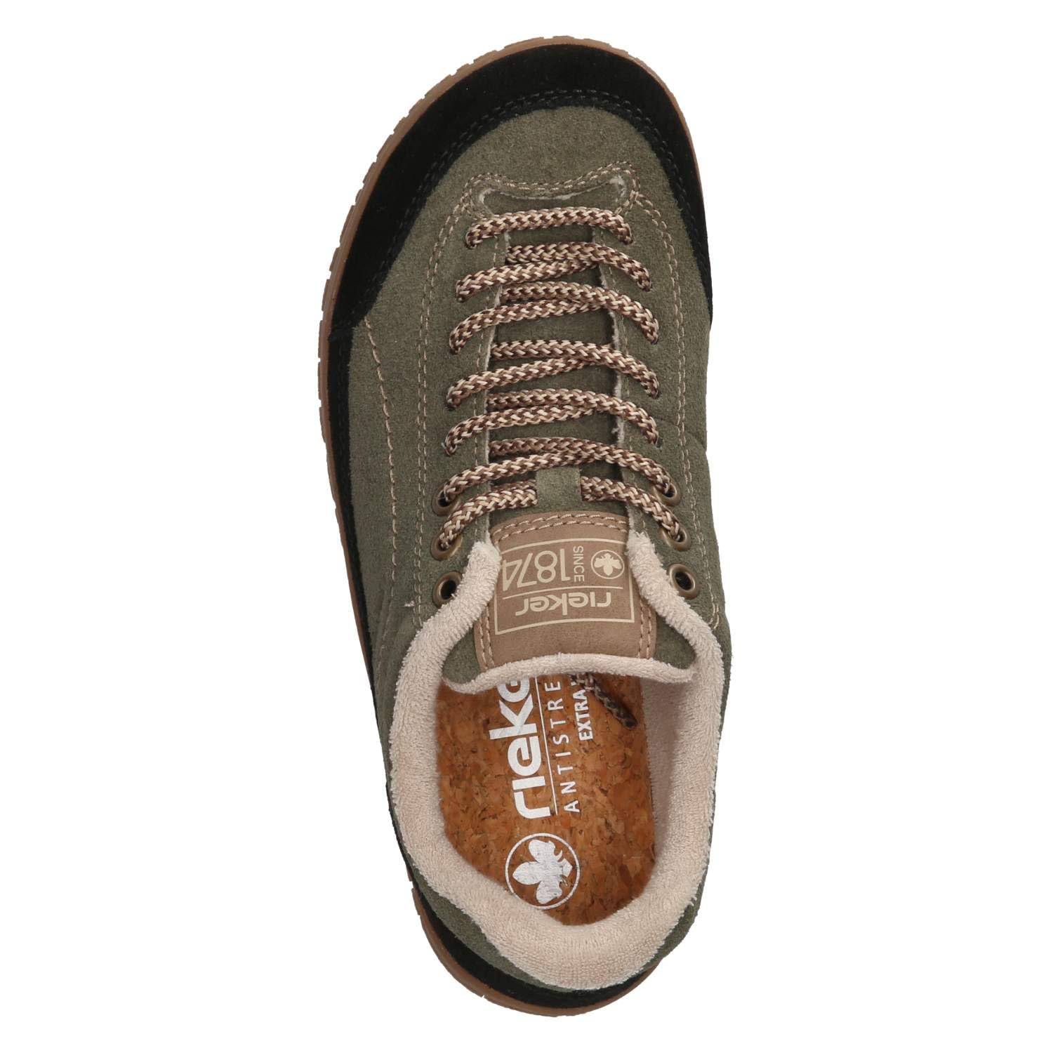 Rieker 52303-54 Damskie buty typu sneakers Low skóra zamszowa w kolorze zielonym - rozm. 36